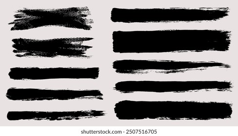 Brush strokes vector. Set of text boxes. Paintbrush collection. Grunge design elements. Dirty texture banners. Painted rectangles and long strokes