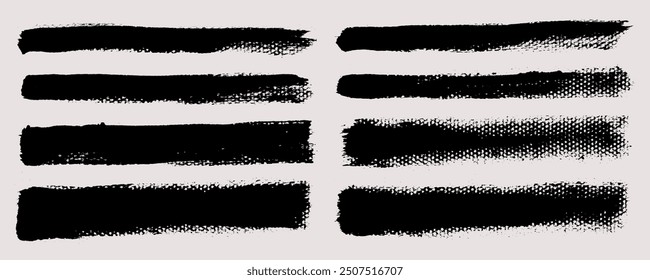 Brush strokes vector. Set of text boxes. Paintbrush collection. Grunge design elements. Dirty texture banners. Painted rectangles and long strokes