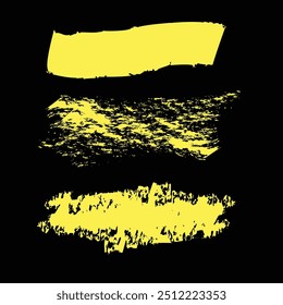 Brush strokes vector. Set of text boxes. Paintbrush collection. Grunge design elements. Dirty texture banners. Painted rectangles, long and diagonal strokes and black background .