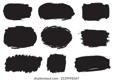 Brush strokes vector. Set of text boxes. Paintbrush collection. Grunge design elements. Dirty brush texture banners. Rectangular painted objects