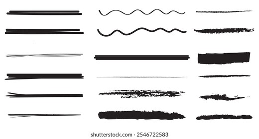 Brush strokes vector. Set of text boxes. Paintbrush collection. Grunge design elements. Brush texture banners. Painted round, circle, rectanglar, long and diagonal strokes