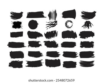 Brush strokes vector. Set of text boxes. Paintbrush collection. Grunge design elements. Dirty texture banners. Painted rectangles and long strokes