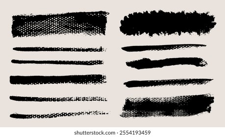 Brush strokes vector. Set of text boxes. Paintbrush collection. Grunge design elements. Dirty texture banners. Painted rectangles, vertical and long strokes