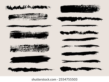 Brush strokes vector. Set of text boxes. Paintbrush collection. Grunge design elements. Dirty texture banners. Painted rectangles, vertical and long strokes