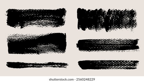 Brush strokes vector. Set of text boxes. Paintbrush collection. Grunge design elements. Dirty texture banners. Painted rectangles and long strokes