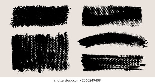 Brush strokes vector. Set of text boxes. Paintbrush collection. Grunge design elements. Dirty texture banners. Painted rectangles and long strokes