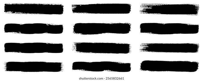 Brush strokes vector. Set of text boxes. Paintbrush collection. Grunge design elements. Dirty texture banners. Set of rectrangle shape brush strokes. Painted rectangles and long strokes