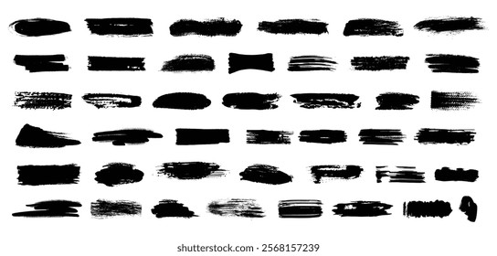 Brush strokes vector. Set of text boxes. Paintbrush collection. Grunge design elements. Dirty texture banners. Painted rectangles and long strokes