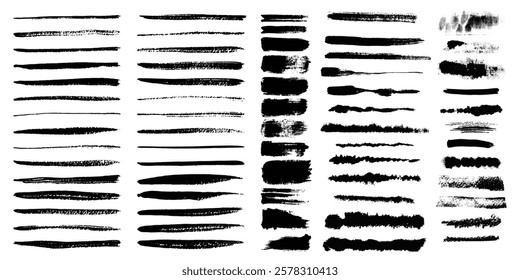 Brush strokes vector. Set of text boxes. Paintbrush collection. Grunge design elements. Dirty texture banners.
