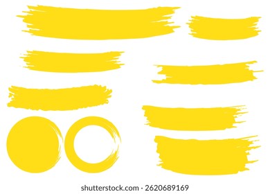 Vetor de traçados de pincel. pincel. Conjunto de caixas de texto. Coleção Paintbrush. Elementos de design Grunge. Bandeiras de textura suja. 