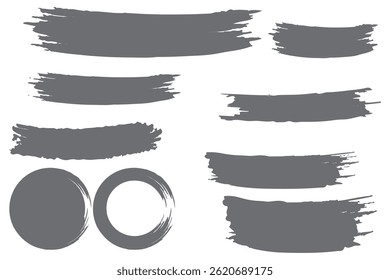 Vetor de traçados de pincel. pincel. Conjunto de caixas de texto. Coleção Paintbrush. Elementos de design Grunge. Bandeiras de textura suja. 
