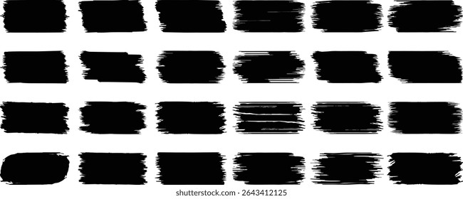 Brush strokes vector. Set of text boxes. Paintbrush collection. Grunge design elements. Dirty texture banners. Painted rectangles and long strokes.