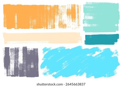 Brush strokes vector. Set of text boxes. Paintbrush collection. Grunge design elements. Dirty texture banners. Painted rectangular shapes as brush backgrounds.