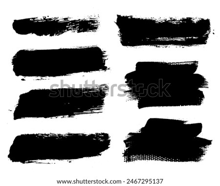 Brush strokes vector. Set of text boxes. Paintbrush collection. Grunge design elements. Dirty texture banners. Painted rectangles, long and diagonal strokes