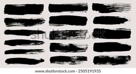 Brush strokes vector. Set of text boxes. Paintbrush collection. Grunge design elements. Dirty texture banners. Painted rectangles and long strokes