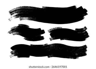 Brush strokes vector. Set of wavy text boxes. Paintbrush collection. Grunge design elements. Dirty texture banners. Painted wavy rectangular shapes as brush backgrounds.