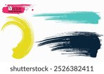 Brush strokes vector. yellow, blue, dark blue, backgrounds. Colorful set of text boxes. Paintbrush collection. Dirty brush texture banners. Rectangular painted objects.eps8