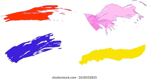 Brush strokes vector. yellow, blue, dark blue, backgrounds. Colorful set of text boxes. Paintbrush collection. Dirty brush texture banners. Rectangular painted objects.eps8