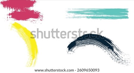 Brush strokes vector. yellow, blue, dark blue, backgrounds. Colorful set of text boxes. Paintbrush collection. Dirty brush texture banners. Rectangular painted objects.