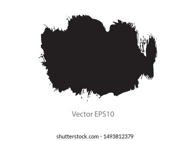 brush strokes watercolor background. Vector black paint