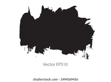 brush strokes watercolor background. Vector black paint