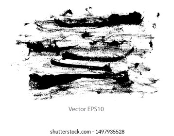 brush strokes watercolor background. Vector black paint