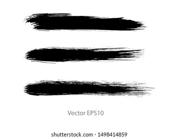 brush strokes watercolor background. Vector black paint