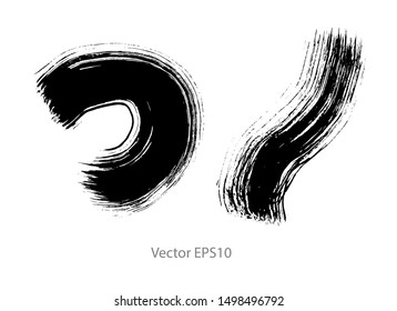 brush strokes watercolor background. Vector black paint