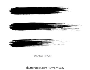 brush strokes watercolor background. Vector black paint