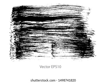 brush strokes watercolor background. Vector black paint