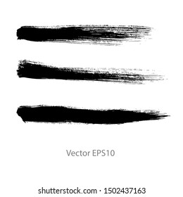 brush strokes watercolor background. Vector black paint