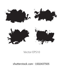 brush strokes watercolor background. Vector black paint