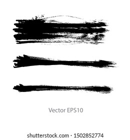 brush strokes watercolor background. Vector black paint