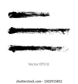 brush strokes watercolor background. Vector black paint