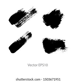 brush strokes watercolor background. Vector black paint