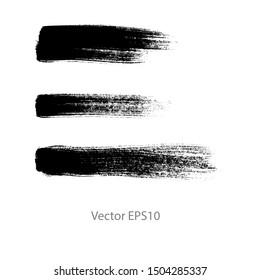 brush strokes watercolor background. Vector black paint