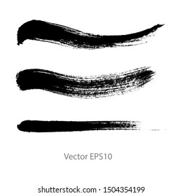 brush strokes watercolor background. Vector black paint