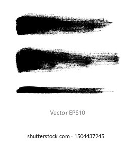 brush strokes watercolor background. Vector black paint