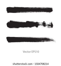 brush strokes watercolor background. Vector black paint
