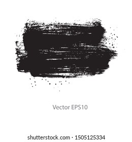 brush strokes watercolor background. Vector black paint