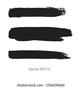 brush strokes watercolor background. Vector black paint