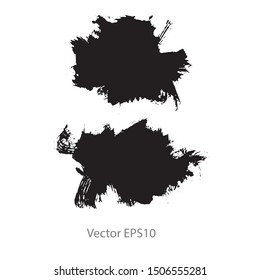 brush strokes watercolor background. Vector black paint