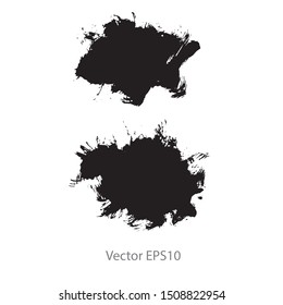 brush strokes watercolor background. Vector black paint