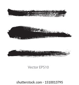 brush strokes watercolor background. Vector black paint