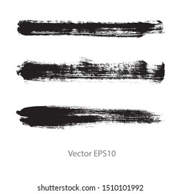 brush strokes watercolor background. Vector black paint