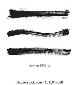 brush strokes watercolor background. Vector black paint