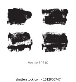 brush strokes watercolor background. Vector black paint