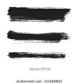 brush strokes watercolor background. Vector black paint