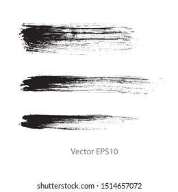 brush strokes watercolor background. Vector black paint