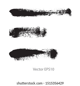 brush strokes watercolor background. Vector black paint